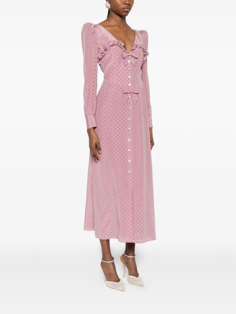 Alessandra Rich ruffled-detail polka-dot mdi dress - Pink