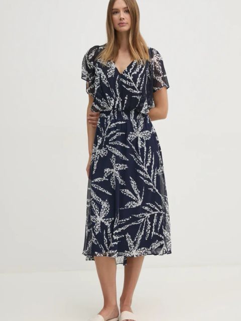 Dkny sukienka kolor granatowy midi rozkloszowana DD4A6765