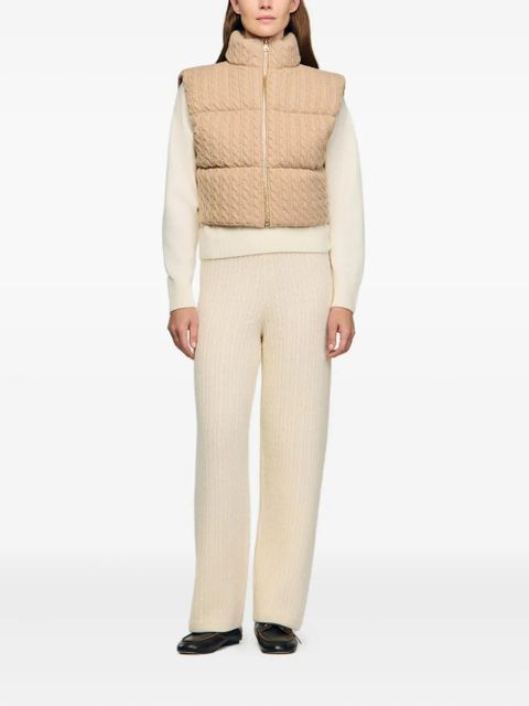 SANDRO cable-knit quilted gilet - Neutrals - zdjęcie produktu nr 2