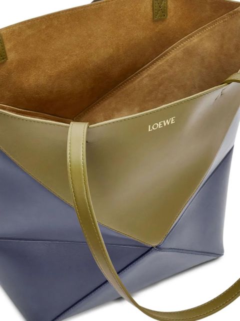 LOEWE Puzzle Fold geometric panelled tote bag - Blue
