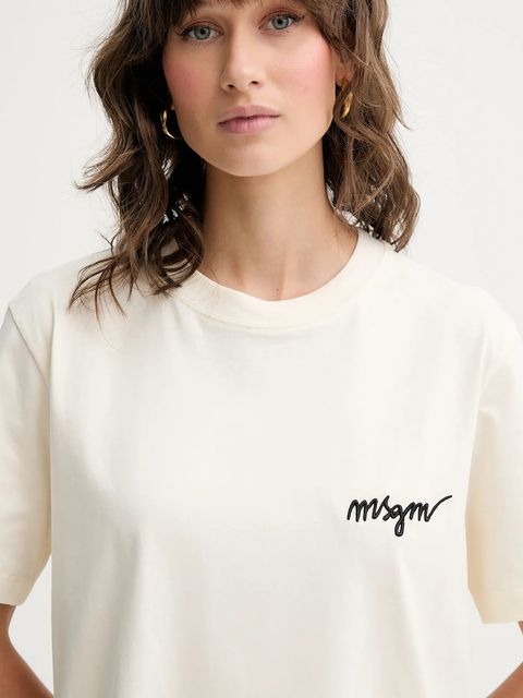 MSGM t-shirt bawełniany damski kolor beżowy 2000MDM540.200002