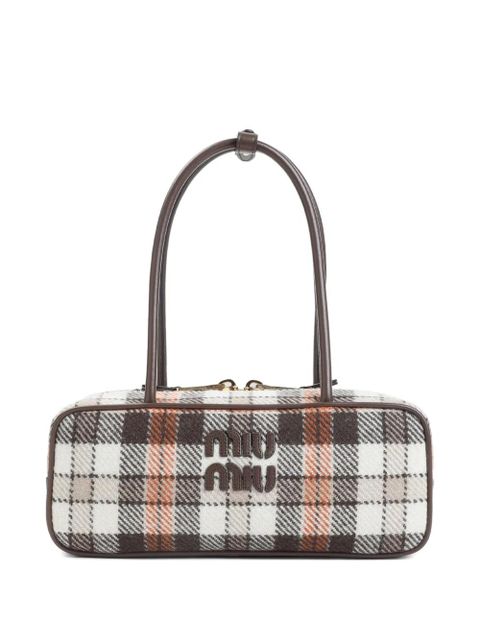 Miu Miu Miu Miu Beau Tartan Shoulder Bag - Brown - zdjęcie produktu nr 1