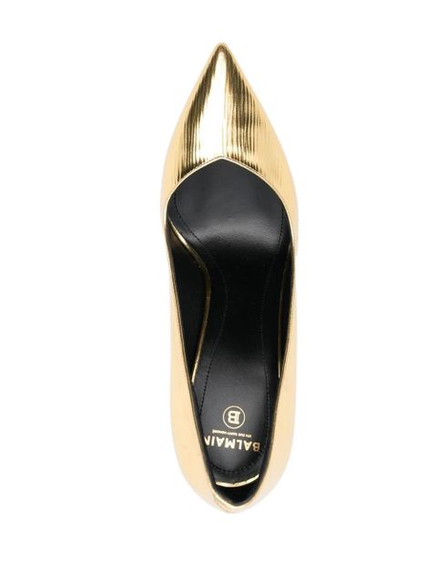 Balmain 100mm metallic pointed-toe pumps - Yellow
