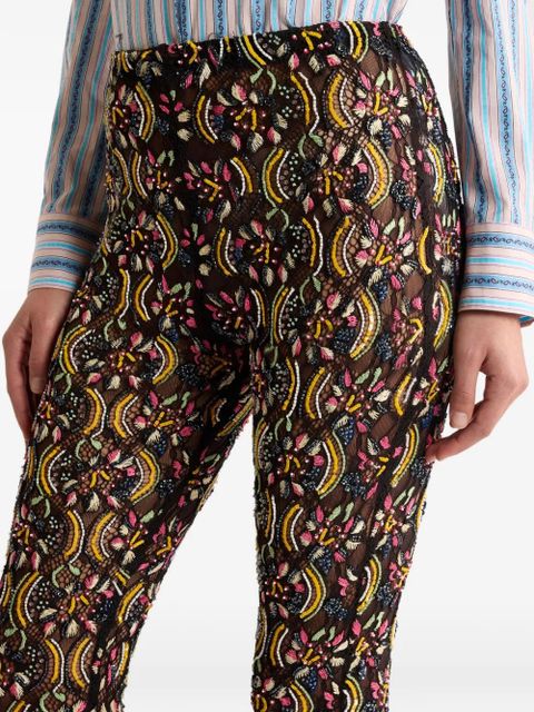 ETRO lace bead sequin trousers - Black