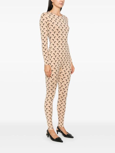 Marine Serre jersey moon jumpsuit - Neutrals