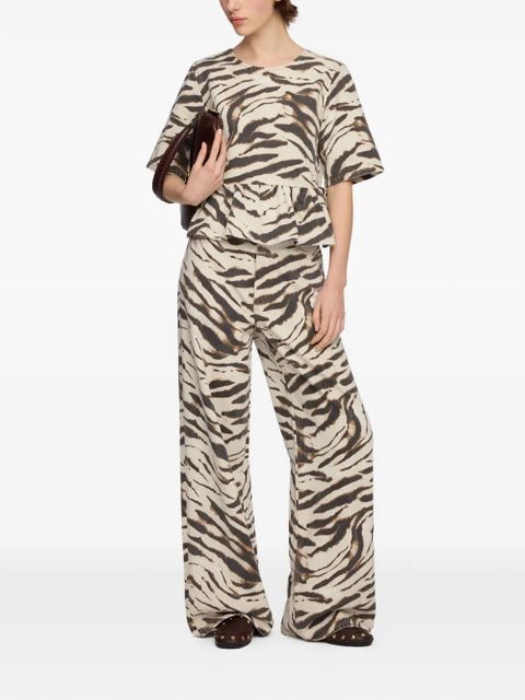 GANNI zebra-print peplum-hem blouse - Neutrals - zdjęcie produktu nr 2