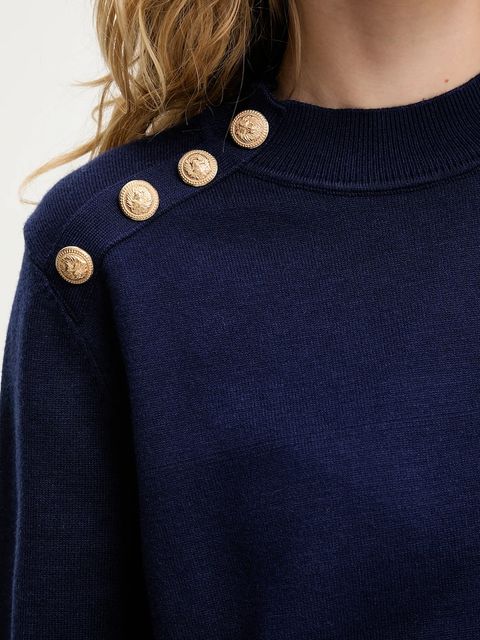 Answear.LAB sweter z kaszmirem damski kolor granatowy z półgolfem