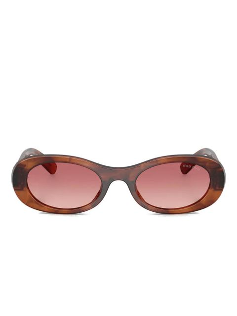 Miu Miu Eyewear tortoiseshell-pattern oval-frame sunglasses - Brown - zdjęcie produktu nr 1