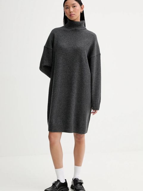 Marc O'Polo sukienka z dodatkiem wełny kolor szary mini prosta 5000007956 - zdjęcie produktu nr 2