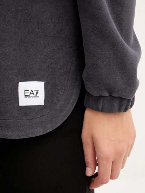 EA7 Emporio Armani bluza damska kolor szary z kapturem gładka AF15528.7W000567