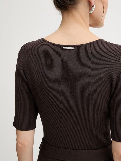 Karl Lagerfeld sukienka kolor brązowy midi dopasowana A4W13026