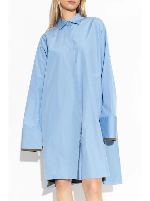 LOEWE logo-embroidered cotton shirt dress - Blue