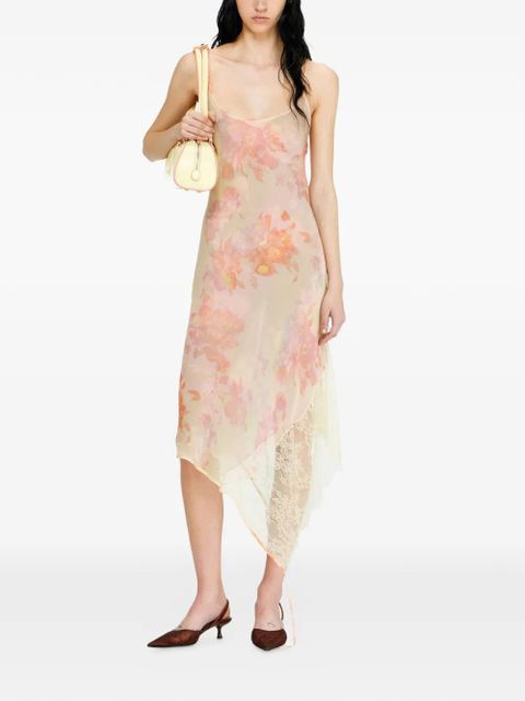 Diesel floral-print lace-trim midi dress - Yellow - zdjęcie produktu nr 2