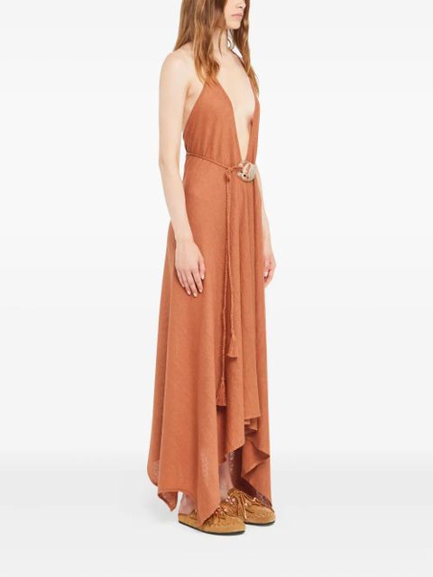Alanui Mermaid Inside shell-detail belted maxi dress - Brown