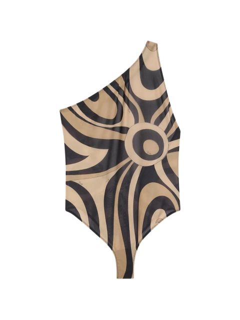 PUCCI Marmo-print one-shoulder swimsuit - Neutrals - zdjęcie produktu nr 1