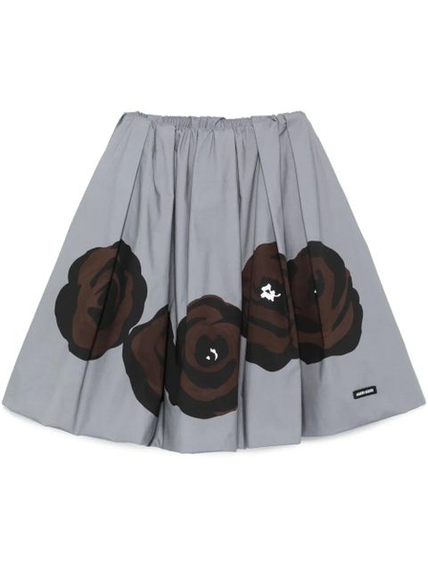 Miu Miu floral-print poplin mini skirt - Grey