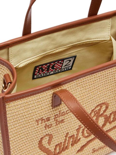 MC2 Saint Barth logo-embroidered woven shoulder bag - Neutrals