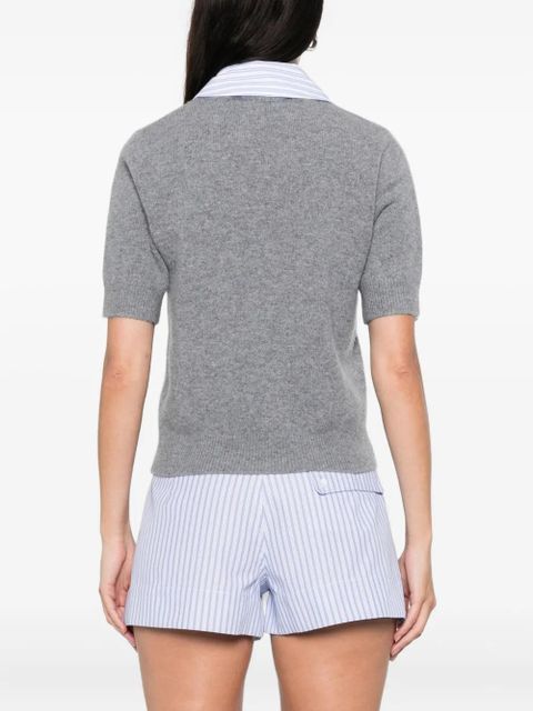SANDRO striped-collar top - Grey