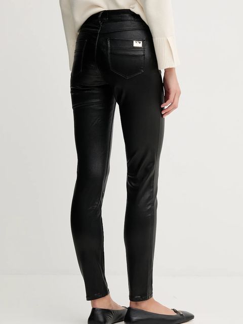 Gaudi spodnie damskie kolor czarny dopasowane high waist 521BD25018