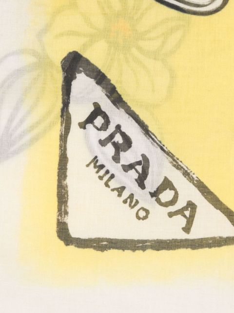 Prada floral-print scarf - Yellow