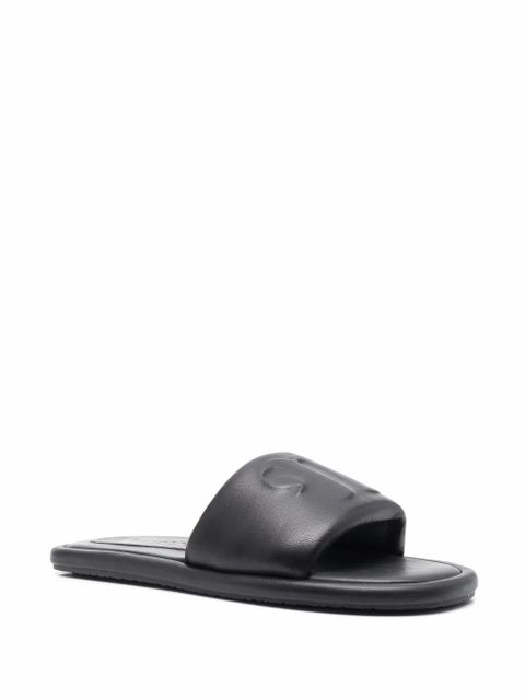 Nanushka logo-embossed leather sandals - Black