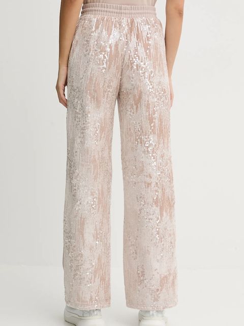 Guess spodnie dresowe welurowe damskie kolor beżowy z aplikacją V5BB01 K1922 - zdjęcie produktu nr 2