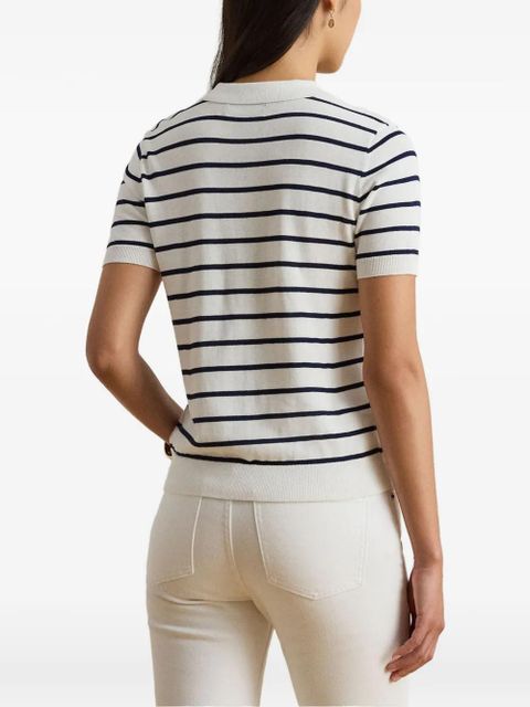 Lauren Ralph Lauren striped embroidered polo shirt - White