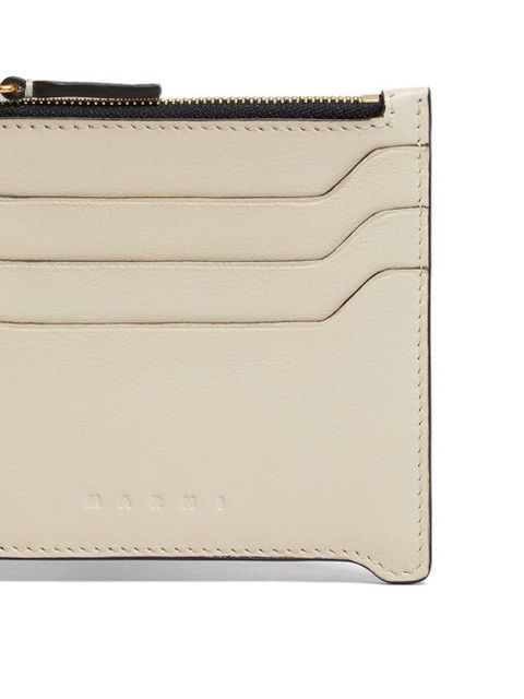 Marni small zipped leather card case - Neutrals