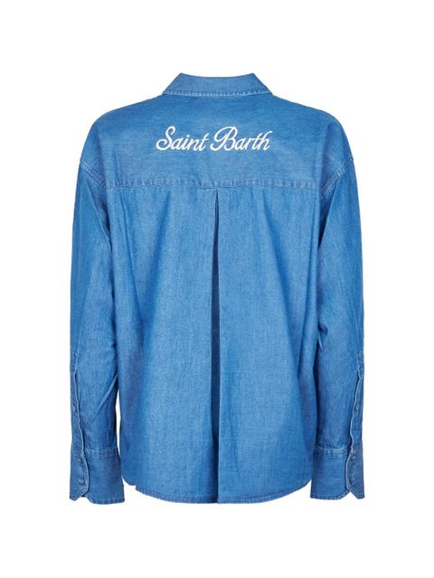 MC2 Saint Barth logo-embroidered cotton shirt - Blue - zdjęcie produktu nr 2