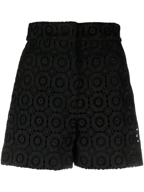 Moschino floral-appliqué high-waist mini shorts - Black - zdjęcie produktu nr 1