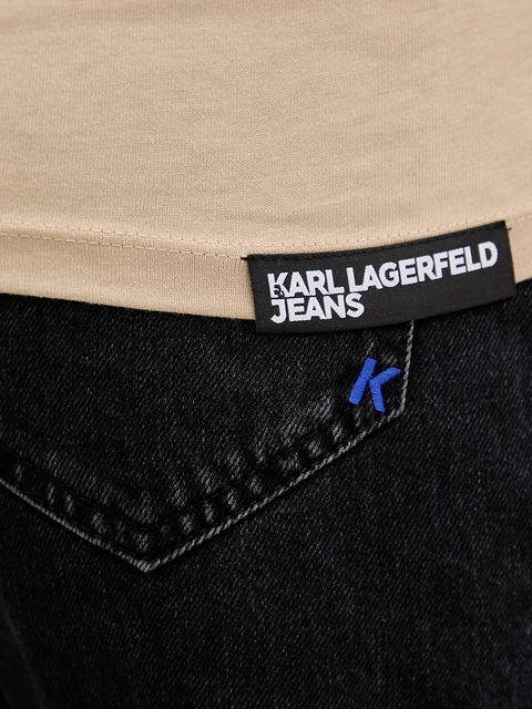 Karl Lagerfeld Jeans t-shirt bawełniany damski kolor beżowy A1W17004