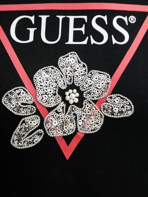 Guess t-shirt bawełniany damski kolor czarny W5YI38 I3Z14