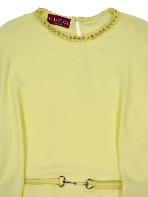 Gucci embellished-neckline mini dress - Yellow - zdjęcie produktu nr 2