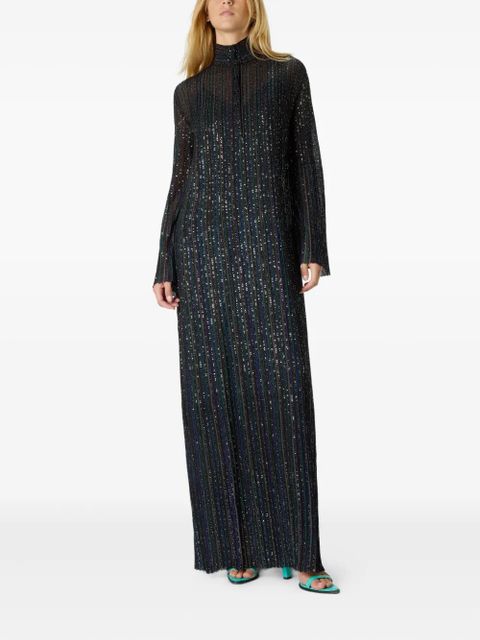 Missoni sequin-embellishment high-neck maxi dress - Blue