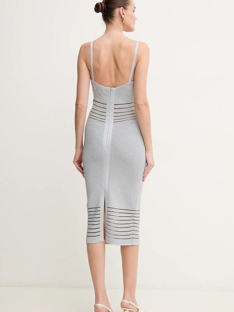 Herve Leger sukienka Elsa kolor srebrny mini dopasowana MOS8513267