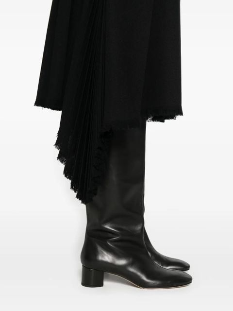 Jil Sander pleated frayed skirt - Black