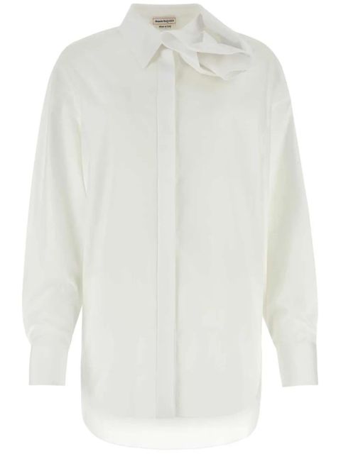 Alexander McQueen Orchid-appliqué poplin shirt - White - zdjęcie produktu nr 1