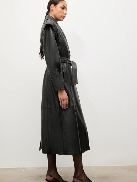 Answear.LAB płaszcz skórzany kolor czarny - zdjęcie produktu nr 2