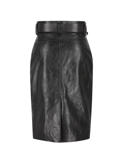 Saint Laurent belted leather midi skirt - Black - zdjęcie produktu nr 2