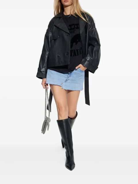 RE/DONE button-fastening frayed denim skirt - Blue