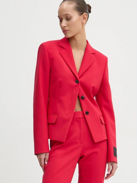 HUGO marynarka kolor czerwony jednorzędowa gładka 50530458