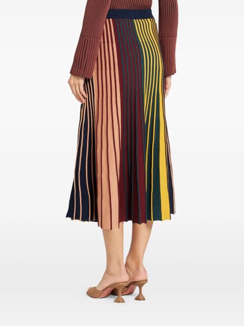 Simon Miller Celia striped pleated midi skirt - Brown
