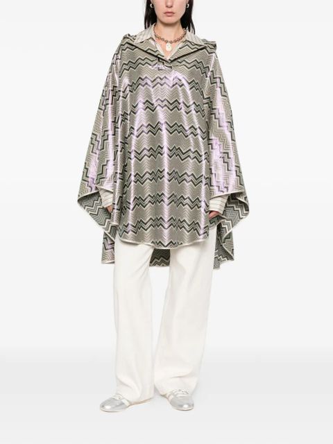 Missoni hood chevron-pattern cape - Green - zdjęcie produktu nr 2