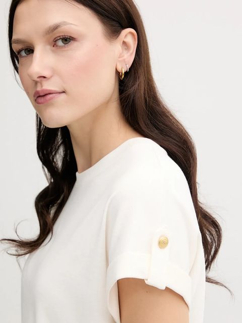 Tommy Hilfiger t-shirt bawełniany damski kolor beżowy WW0WW45628