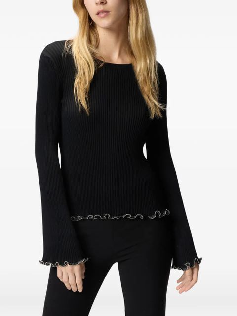 PINKO Nebbia ruffled rib top - Black