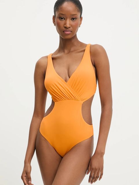 Answear.LAB jednoczęściowy strój kąpielowy kolor pomarańczowy lekko usztywniona miseczka
