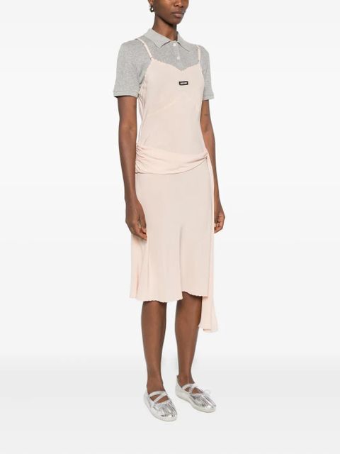 Miu Miu scalloped-edge draped midi dress - Pink - zdjęcie produktu nr 2