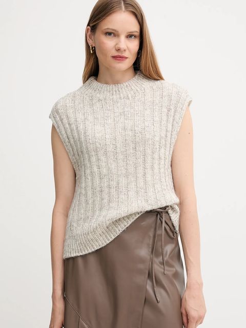 Barbour kamizelka z wełną ANASTASIA damski kolor beżowy ciepły LKN1664 - zdjęcie produktu nr 1