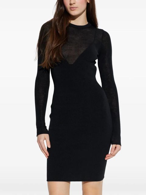 Versace Medusa-detail long-sleeve mini dress - Black