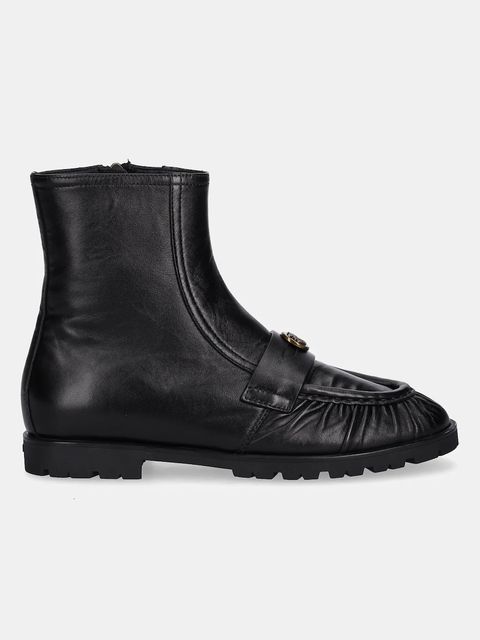 Pinko botki skórzane Nora 03 damskie kolor czarny na płaskim obcasie SD0437P003Z99 - zdjęcie produktu nr 2